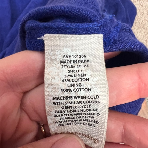 Soft Surroundings Women’s Blue Linen Short Sleeve Midi Dress Medium New - Picture 6 of 9